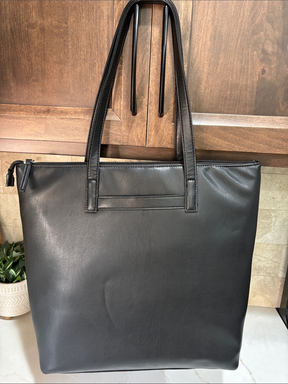 Tahari Black Quilted Leather Tote - Picture 6 of 11